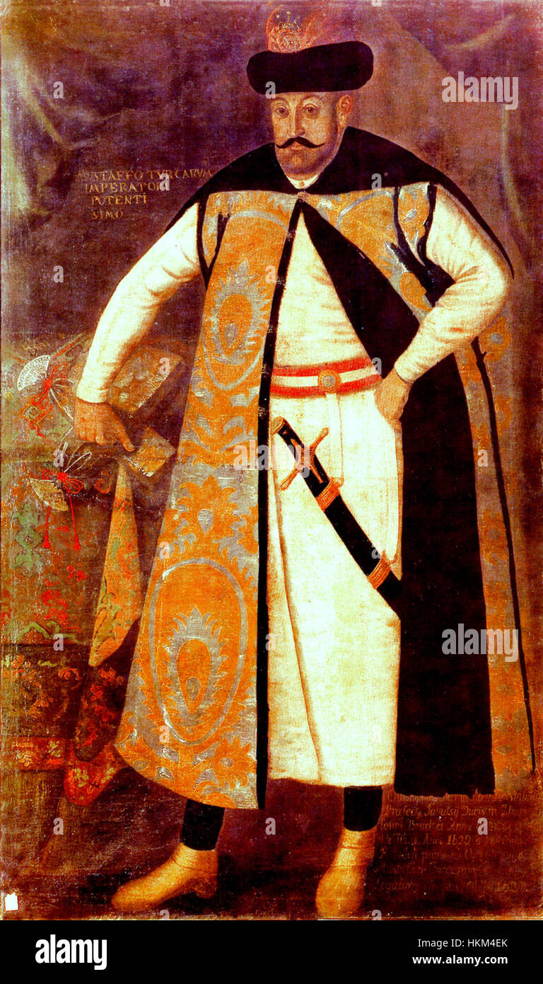 'Krzysztof Zbaraski' est un portrait représentant la noble figure de l'histoire polonaise. L’œuvre souligne les caractéristiques détaillées de la tenue vestimentaire de Zbaraski et le statut social qu’il occupait dans le Commonwealth polono-lituanien. Banque D'Images