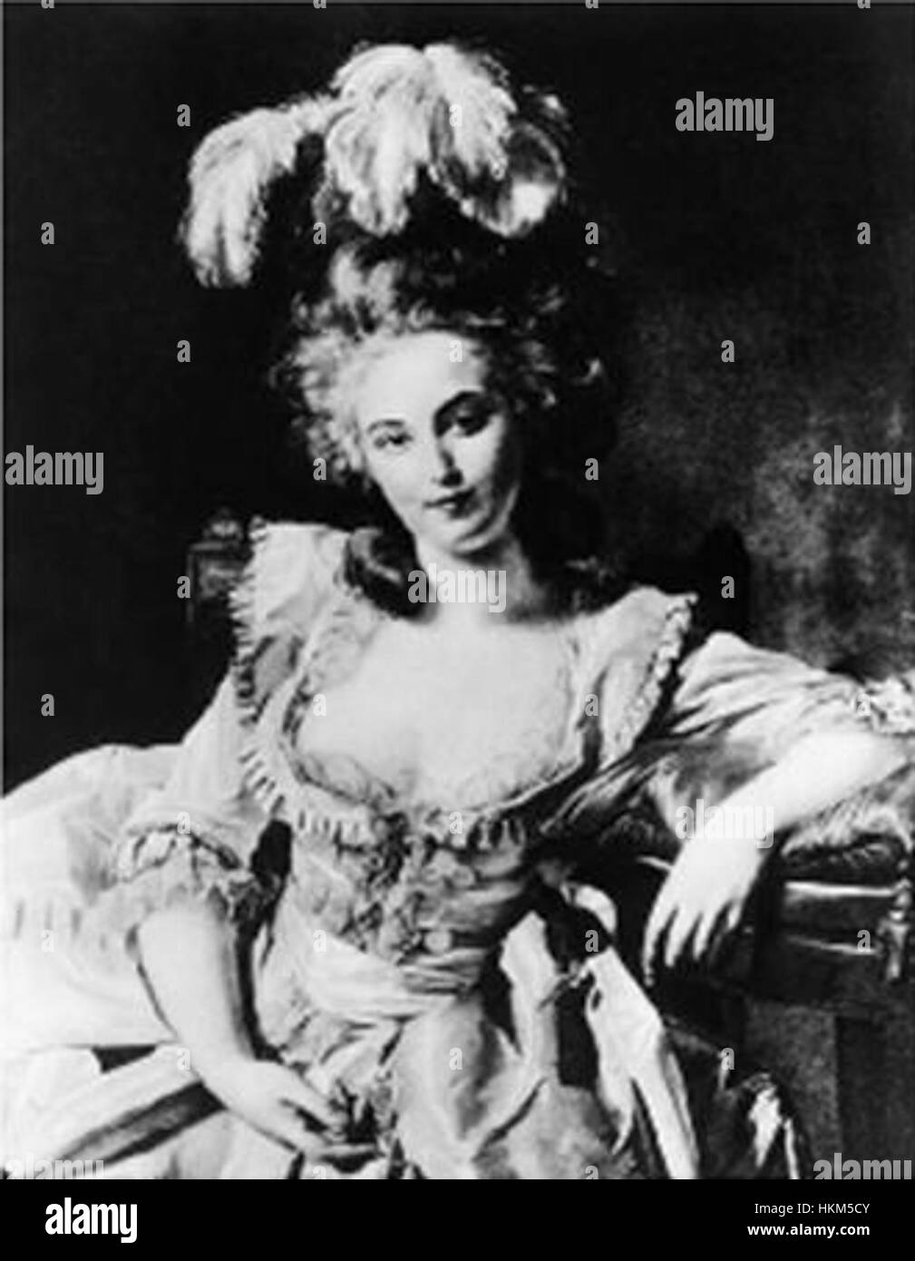 Ce portrait du XVIIIe siècle, attribué à l’artiste Trinquesse, capture l’élégance d’une dame de l’aristocratie française. L'œuvre reflète la mode raffinée et le comportement sophistiqué de l'époque. Banque D'Images