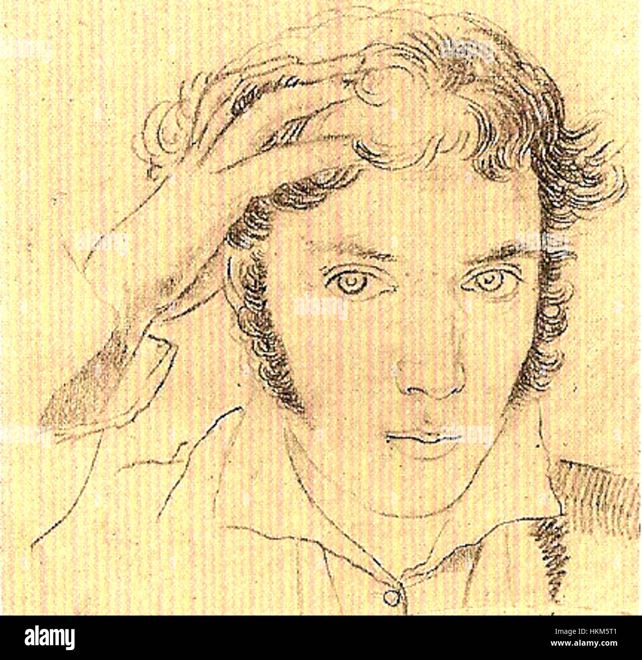 L'autoportrait d'Adrien Taunay illustre le style romantique du XIXe siècle, mettant en valeur la réflexion personnelle de l'artiste avec des détails riches et des couleurs vibrantes caractéristiques de son travail à cette époque. Banque D'Images