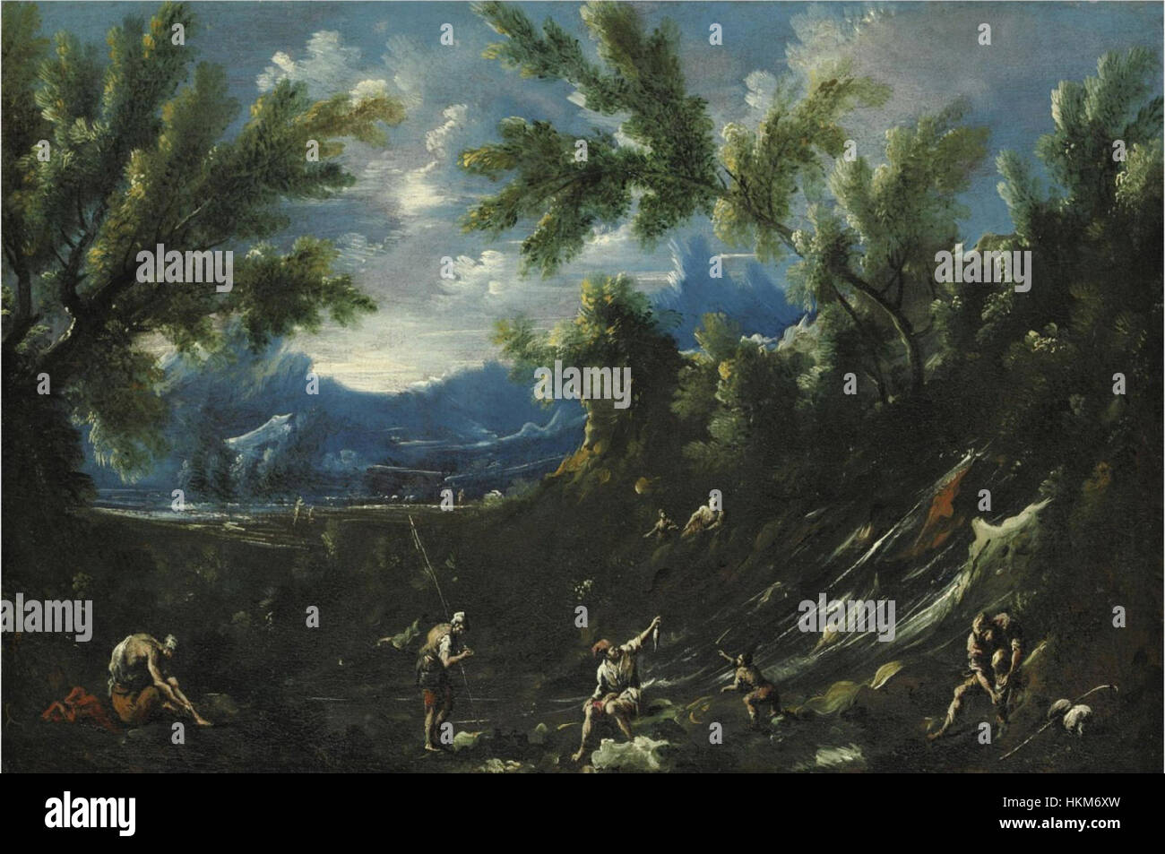 Antonio Francesco Peruzzini Paesaggio con Pescatori Banque D'Images