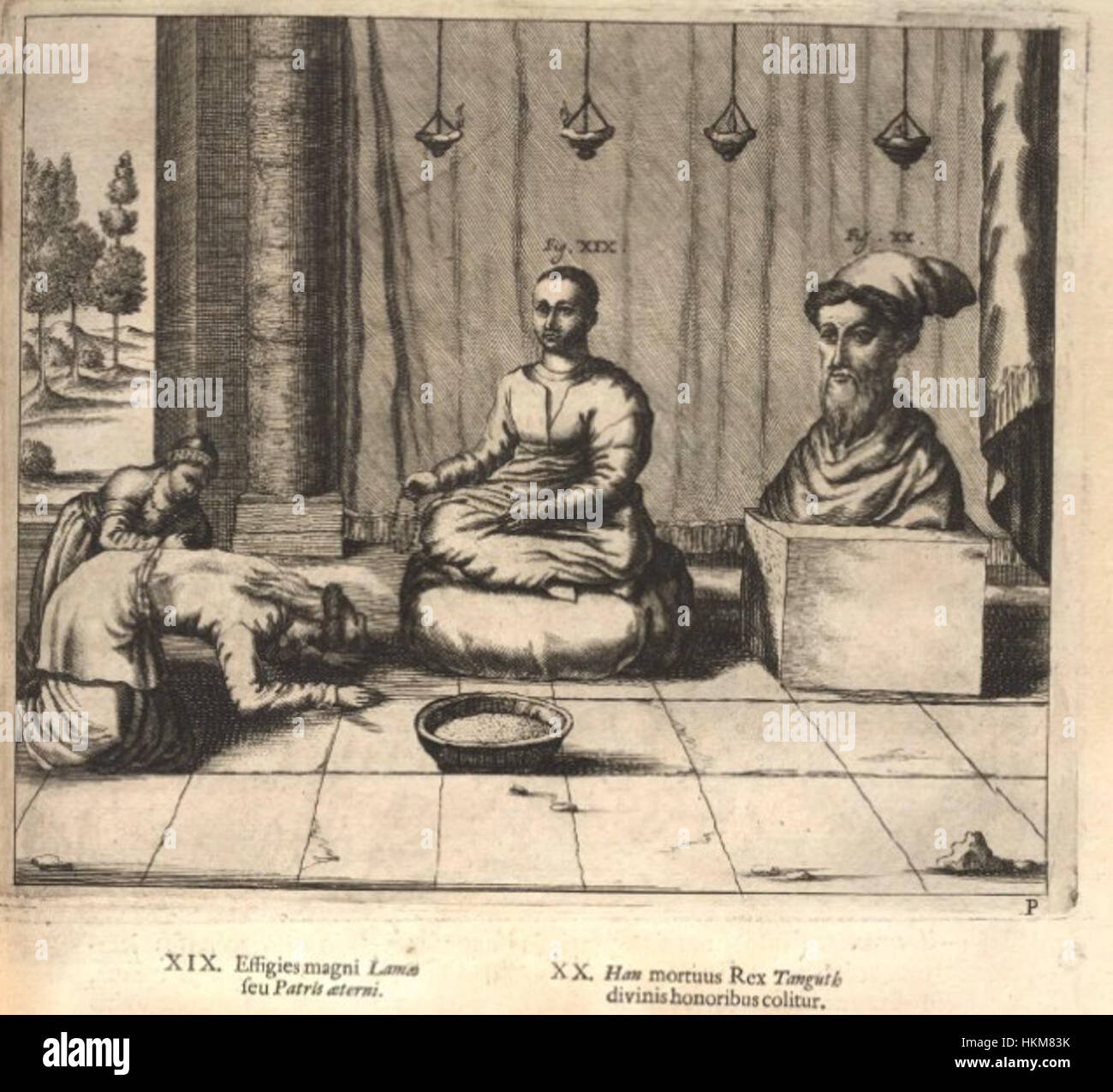 Cette illustration de 1667 par Athanase Kircher de Chine Illustrata représente l'animal sacré, le Magnus Lama, capturant l'intersection de la science, de la religion et de la représentation culturelle dans l'Europe du XVIIe siècle. Banque D'Images