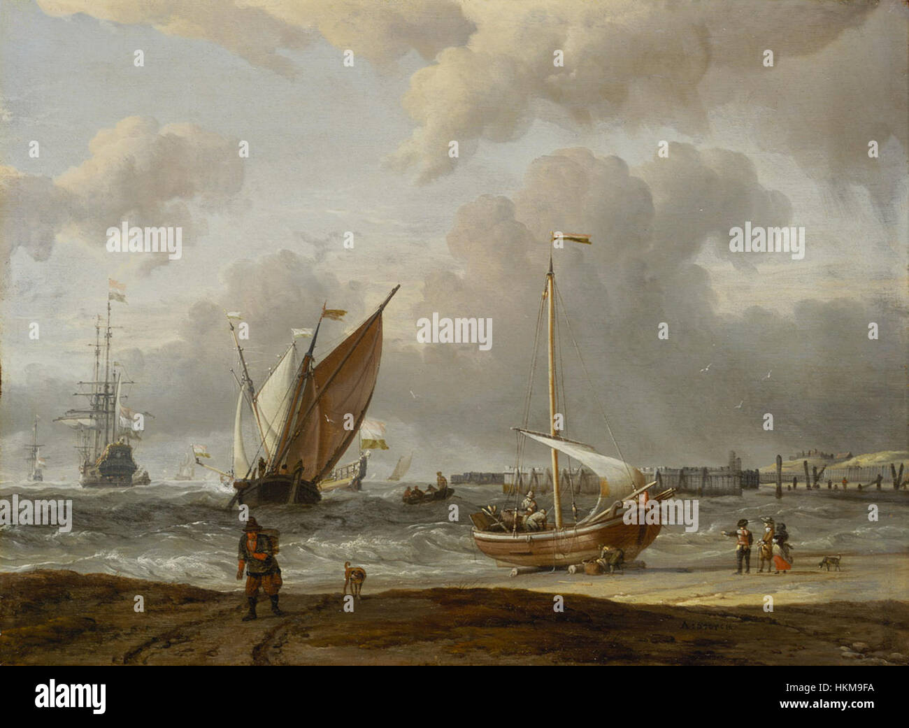 Abraham Storck - Bateaux de pêche dans une tempête au large de la côte néerlandaise à Den Helder Banque D'Images