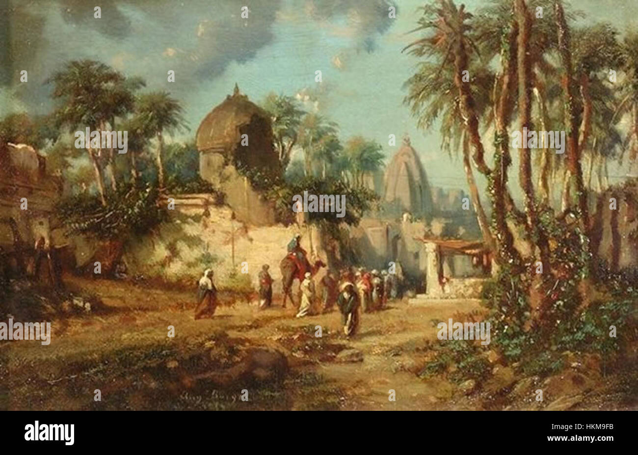 Auguste Borget - 'paysage Oriental ',huile sur panneau Banque D'Images