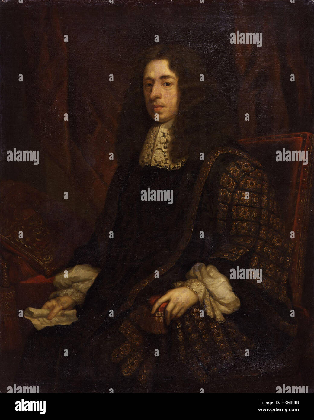 Ce portrait de Heneage Finch, le 1er comte de Nottingham, a été peint par Sir Godfrey Kneller. L'œuvre met en évidence la posture digne du comte et son rôle important dans l'histoire britannique à la fin du XVIIe siècle. Banque D'Images