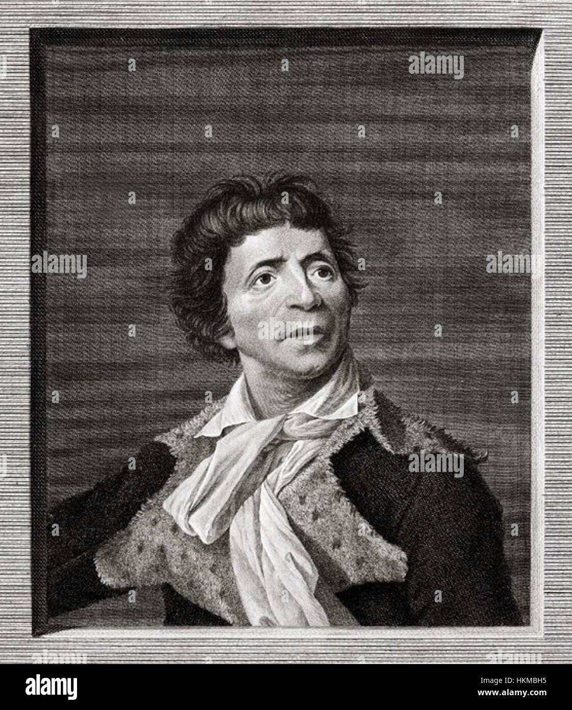 Une peinture de Jean-Paul Marat, figure révolutionnaire, mettant en valeur les expressions intenses et le style dramatique associés à sa signification historique. Banque D'Images