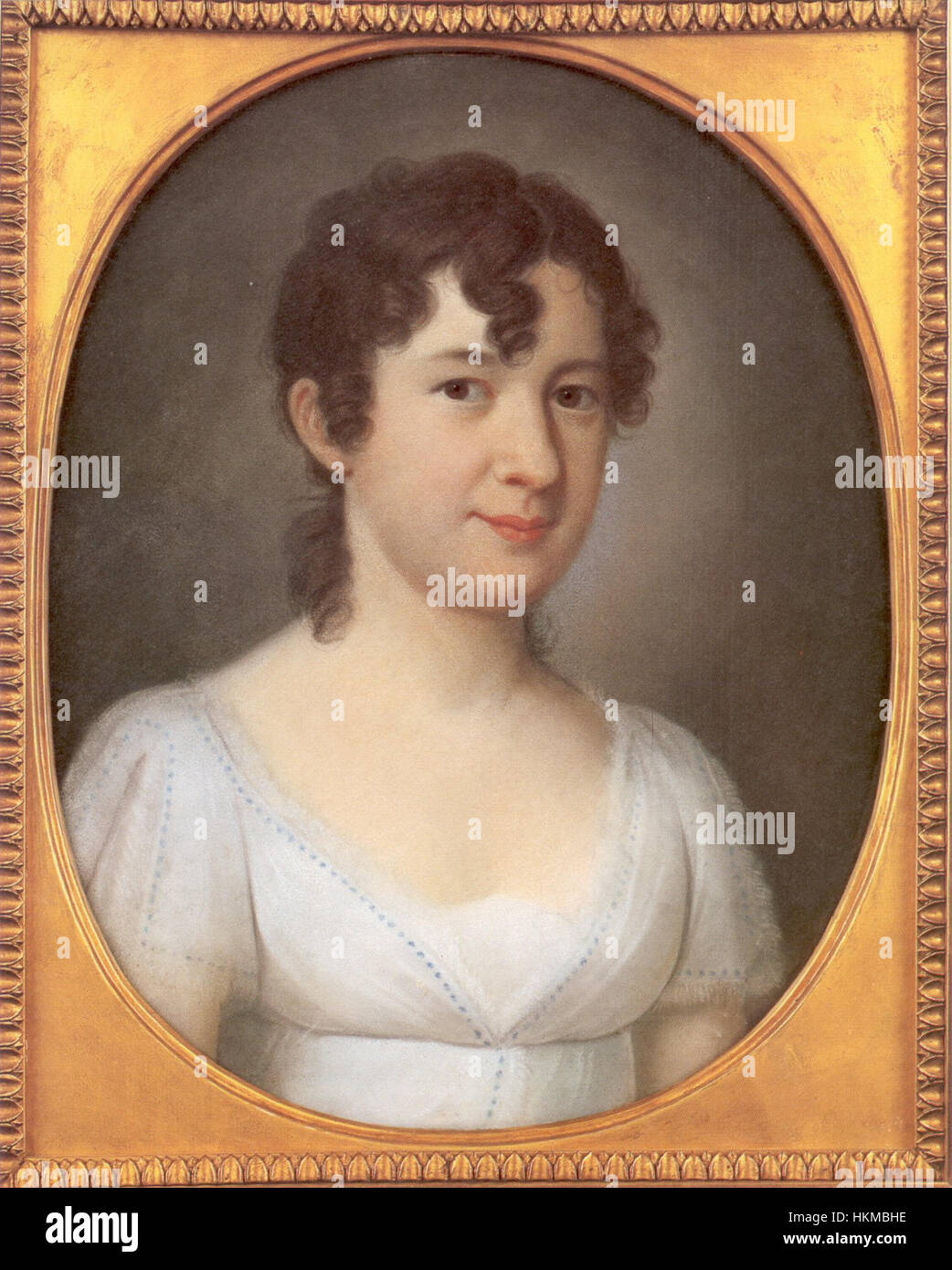 Portrait de Marianne von Willemer, figure importante de la littérature et de la culture allemandes, peint par le célèbre artiste Johann Friedrich Overbeck. Cette œuvre du XIXe siècle capture sa présence intellectuelle, mettant en valeur son importance à l'époque romantique. Banque D'Images
