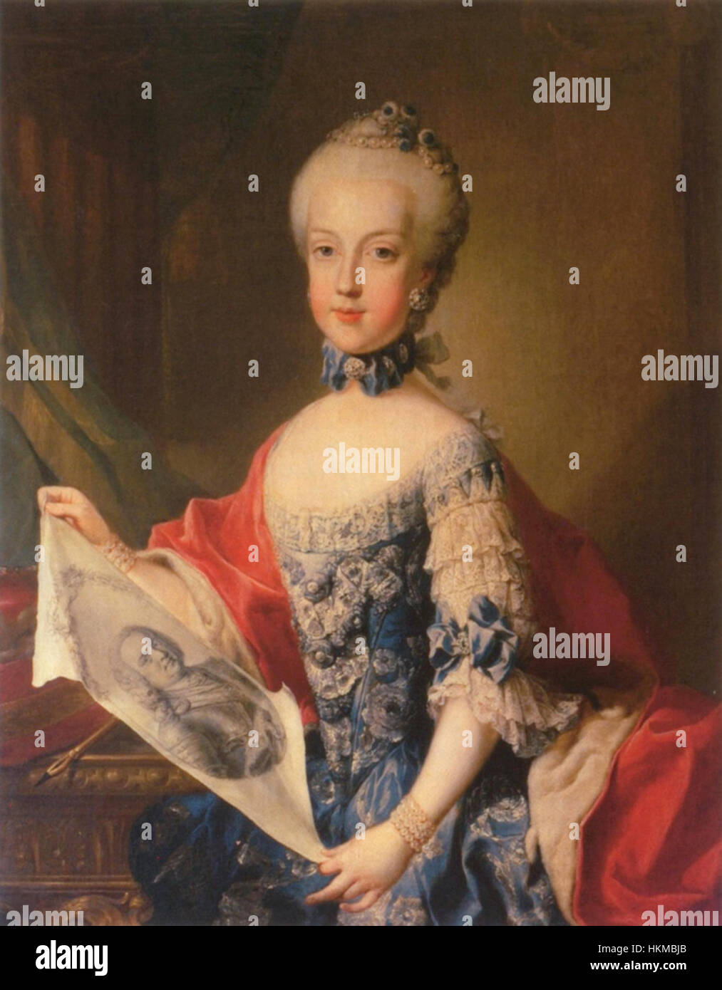 Une œuvre d'art attribuée aux portraits du maître des archiduchesses, mettant en valeur des portraits royaux. La peinture souligne l'élégance et le statut des archiduchesses dans la cour européenne historique. Banque D'Images