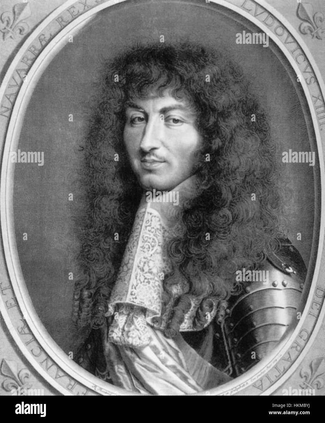 Cette gravure de Robert Nanteuil représente le roi Louis XIV de France dans un style détaillé et élégant. Nanteuil, un graveur français de premier plan, a capturé la grandeur du Roi Soleil, soulignant son statut royal et l'opulence de la monarchie française au XVIIe siècle. Banque D'Images