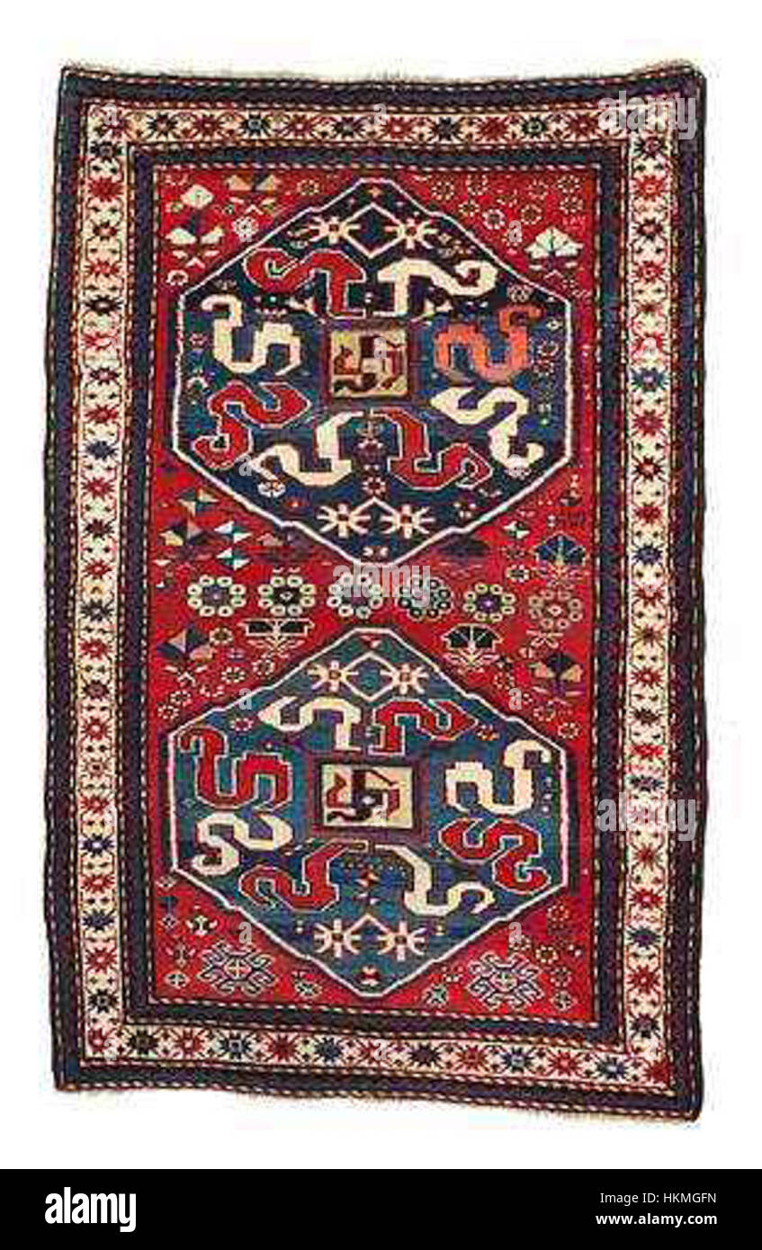Dragon Vishapagorg arménien Tapis Kazak 193x122 1892 Chondoresk Karabagh Kar994 Banque D'Images