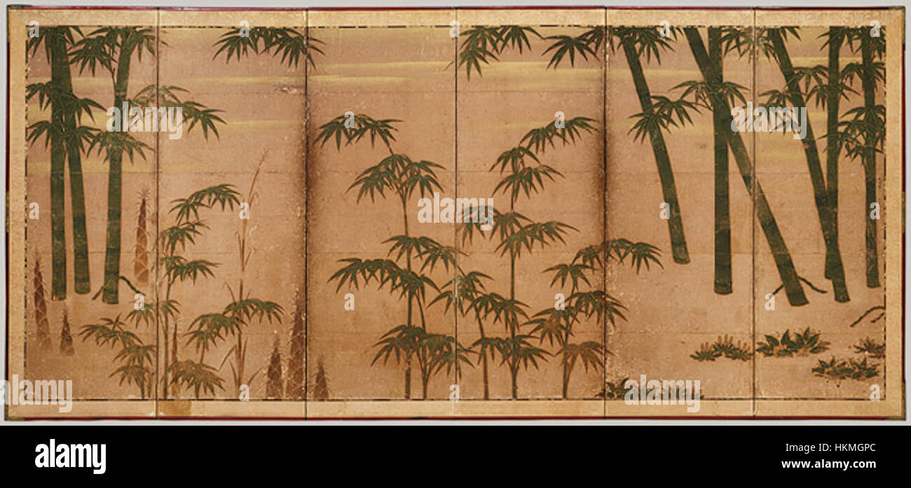 'Bamboo in the 4 Seasons' est une série de peintures qui mettent en valeur l'apparence changeante du bambou tout au long de l'année, capturant la polyvalence et la beauté de la plante en toutes saisons. Banque D'Images