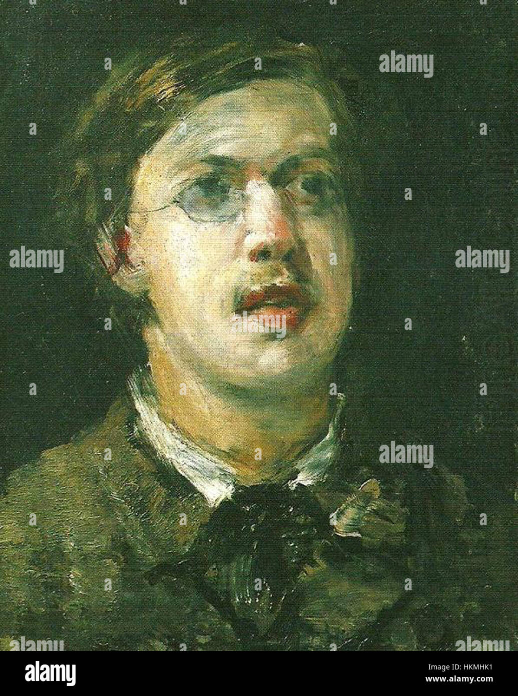 Ce tableau, attribué à Ernst Josephson, a été créé pour Axel Munthe, un médecin suédois connu pour son travail dans les domaines de la médecine et de la collection d'art. La pièce reflète l'approche distinctive de Josephson en matière de portrait, mêlant réalisme et éléments symboliques, capturant à la fois l'intellect et le caractère de Munthe. Banque D'Images