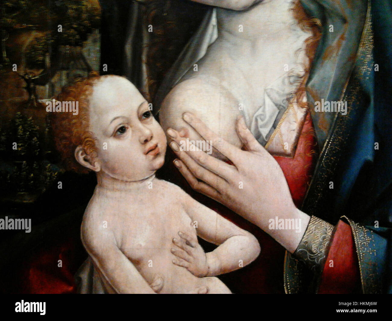 Madonna Memling l'enfant soins infirmiers (détail) Banque D'Images