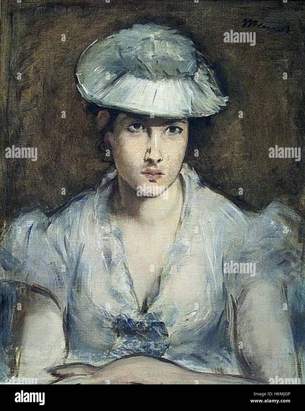 Ce portrait d’Édouard Manet représente Marguerite Gauthier, figure éminente de la société parisienne au XIXe siècle. La peinture est connue pour son approche moderne du portrait, capturant l'expression élégante mais mélancolique du sujet. Banque D'Images