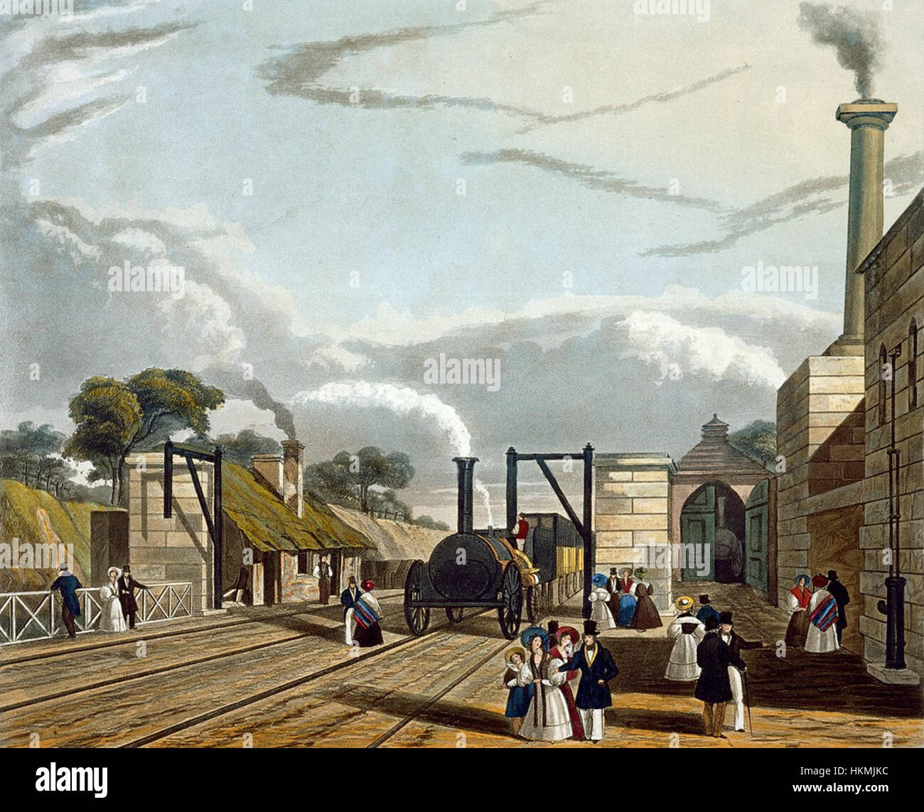 Cette peinture de Bury datant de 1831 représente un moment clé dans la construction du Liverpool and Manchester Railway, mettant en valeur les avancées technologiques dans le domaine des transports au début de la révolution industrielle. Banque D'Images