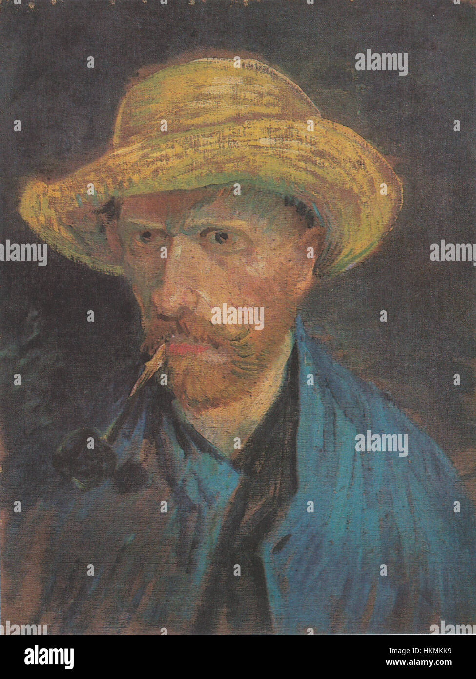 Van Gogh - Selbstbildnis mit Pfeife und Strohhut Banque D'Images