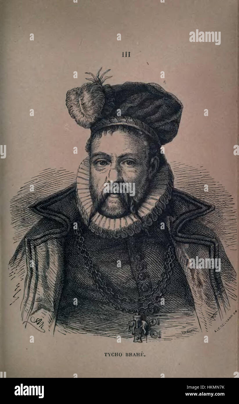 Le tableau intitulé 'les fondateurs de l'astronomie moderne' de Bertrand (1865) célèbre les figures clés du développement de l'astronomie moderne, en particulier Tycho Brahe. L’œuvre reflète le progrès intellectuel de l’époque et le rôle des pionniers de l’astronomie. Banque D'Images