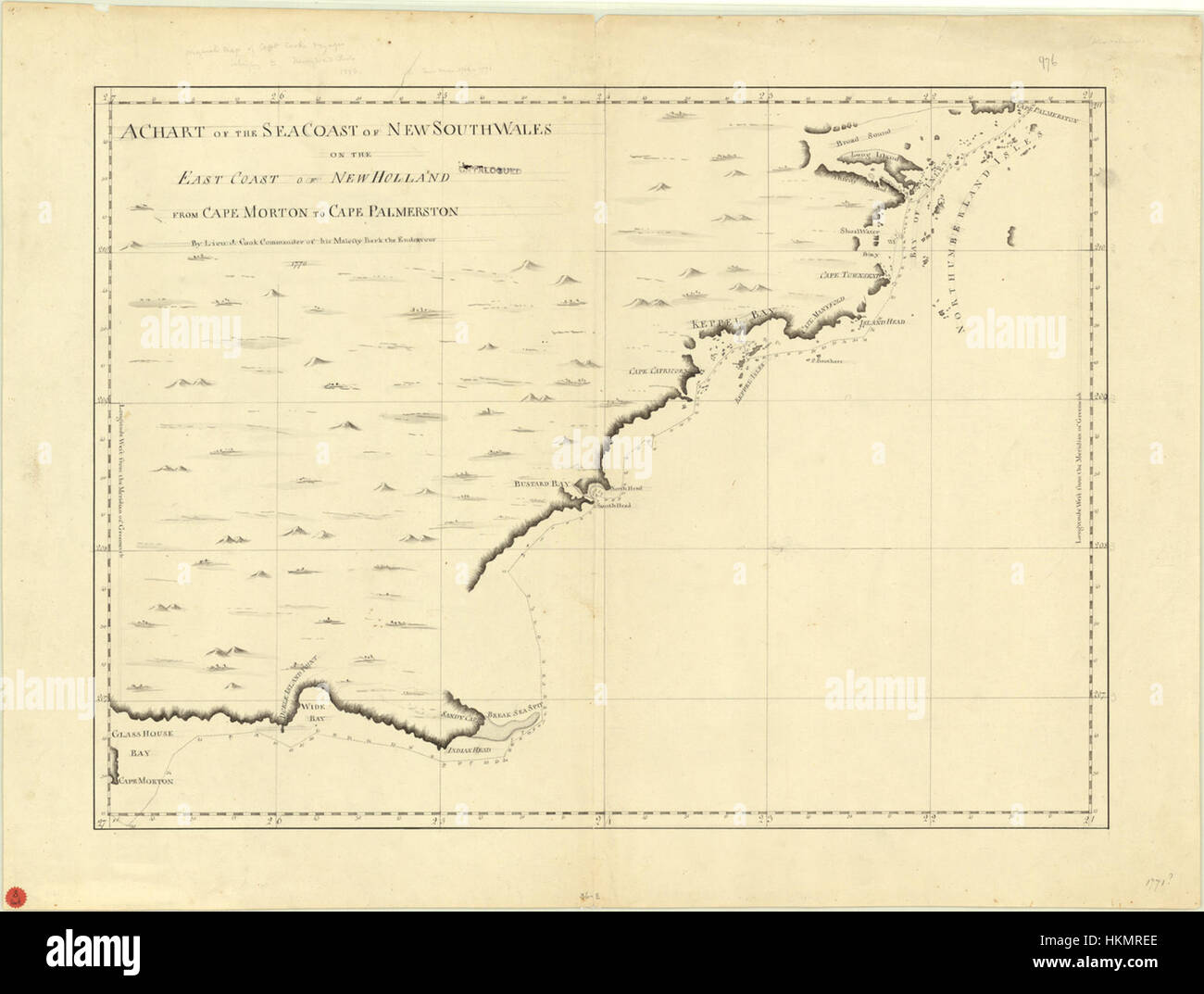 Un graphique d'une partie de la côte de la mer de la Nouvelle Galles du Sud, sur la côte est du New Holland à partir de Cape Morton à Cape Palmerston BNM6774 Banque D'Images