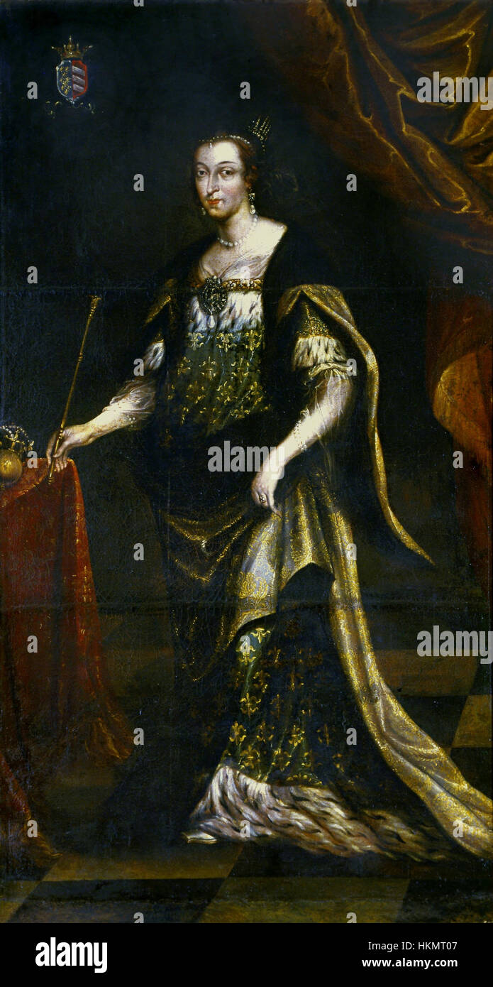 Cette peinture intitulée Reine Jadwiga par Tricius représente le monarque polonais médiéval, Jadwiga de Pologne, célèbre pour son rôle dans l'Union polono-lituanienne et sa piété. L’œuvre souligne sa présence royale et son importance historique comme l’une des reines les plus célèbres de Pologne. Banque D'Images