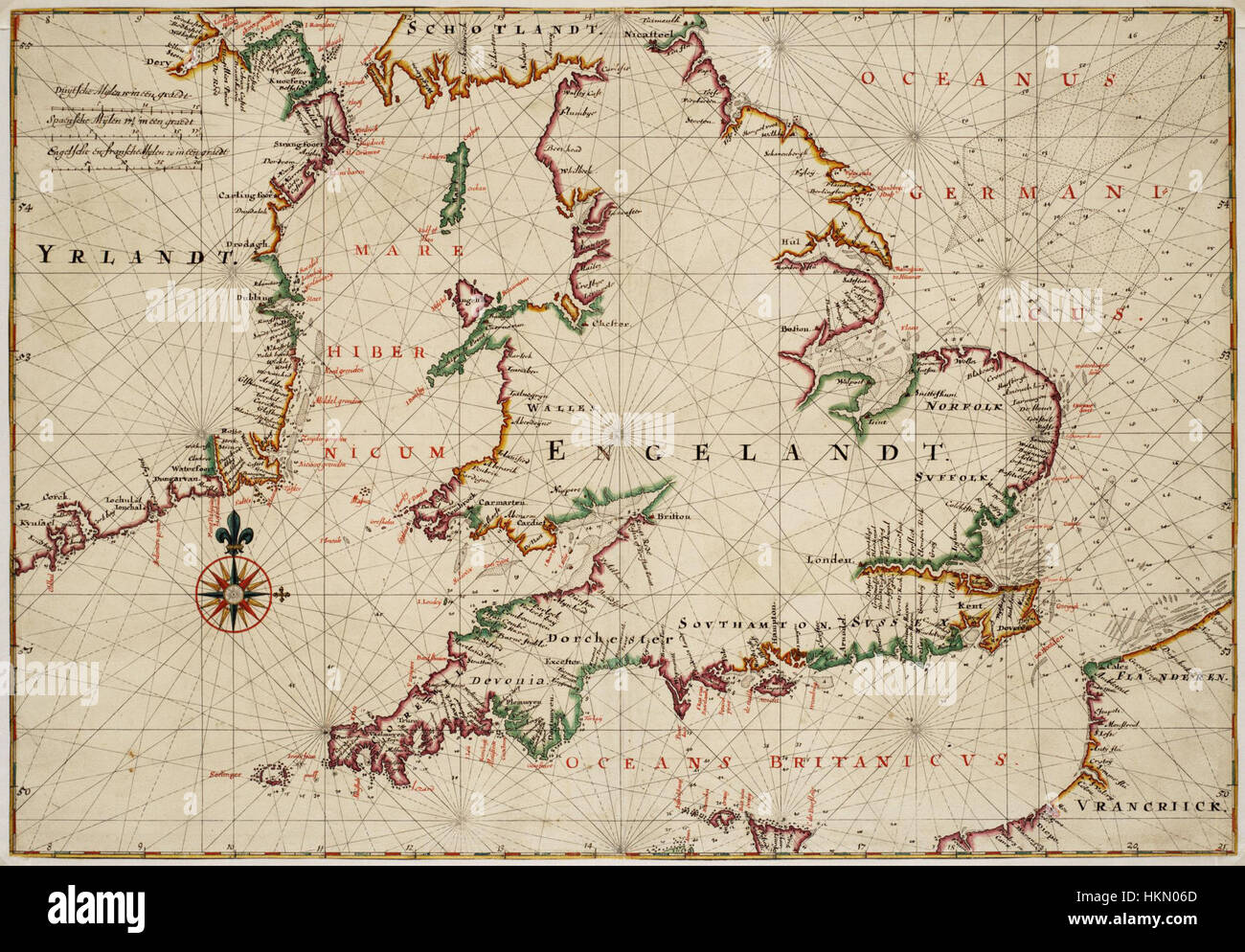 Cette carte historique, intitulée *AMH-6813-NA*, représente la partie sud de l'Angleterre, le sud de l'Irlande et une partie de la côte française. Il met en évidence les caractéristiques géographiques clés, les plans d’eau et les formes de relief, fournissant un instantané de la topographie et des limites de la région pendant la période de sa création. Banque D'Images