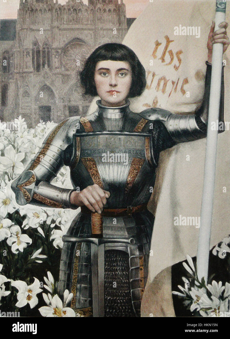 Le tableau d'Albert Lynch Jeanne d'Arc représente l'héroïne française Jeanne d'Arc. L'œuvre capture son expression solennelle et son comportement royal, en se concentrant sur son importance historique et son héritage durable dans l'histoire française. Banque D'Images Le tableau d'Albert Lynch Jeanne d'Arc représente l'héroïne française Jeanne d'Arc. L'œuvre capture son expression solennelle et son comportement royal, en se concentrant sur son importance historique et son héritage durable dans l'histoire française. Banque D'Images
