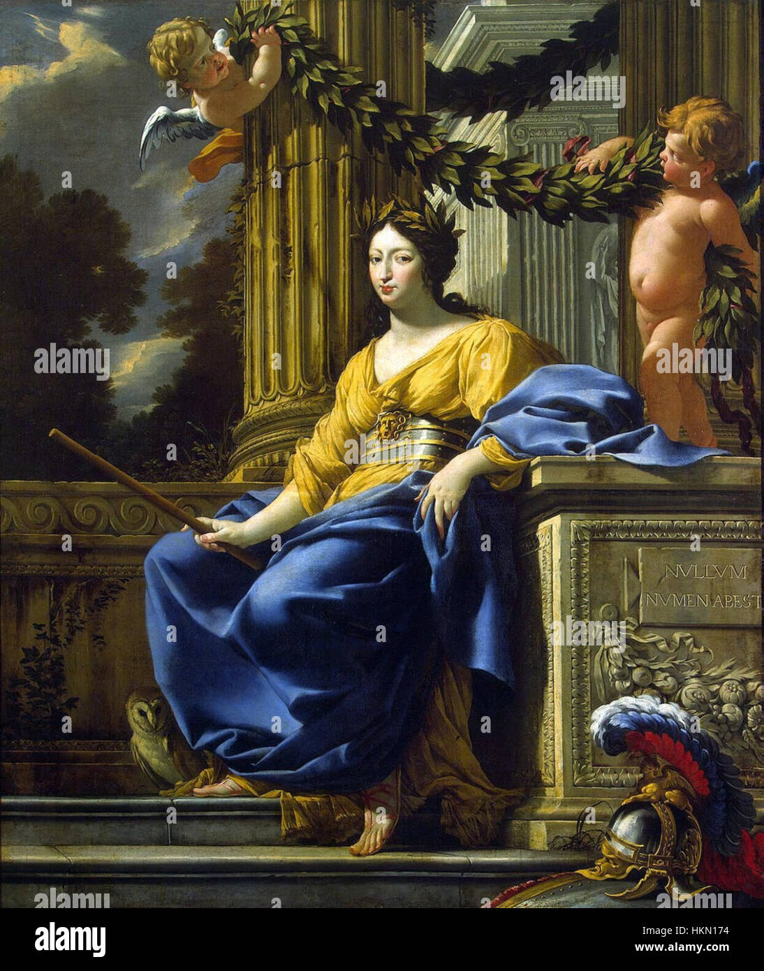 Simon Vouet - Portrait allégorique d'Anne d'Autriche comme Minerve - WGA25378 Banque D'Images