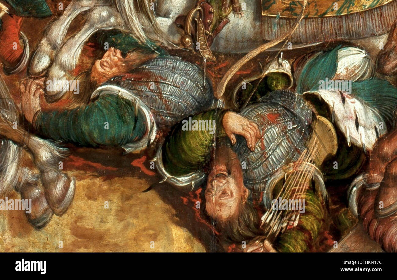 Une vue détaillée de la peinture de la bataille d'Orcha par Krell, qui représente la bataille charnière entre les forces polono-lituaniennes et le Grand-Duché de Moscou en 1514. L'œuvre montre l'intensité et le drame de la bataille, mettant en évidence l'action militaire et le contexte historique. Banque D'Images