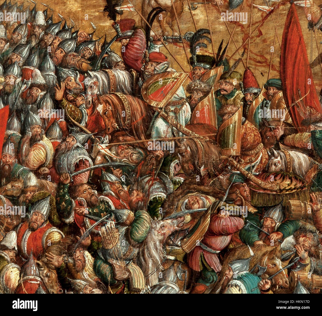 Un détail de la peinture de la bataille d'Orsha par Krell, capturant l'intensité et les éléments stratégiques de cette bataille historique entre le Commonwealth polono-lituanien et le Grand-Duché de Moscou au XVIe siècle. Banque D'Images