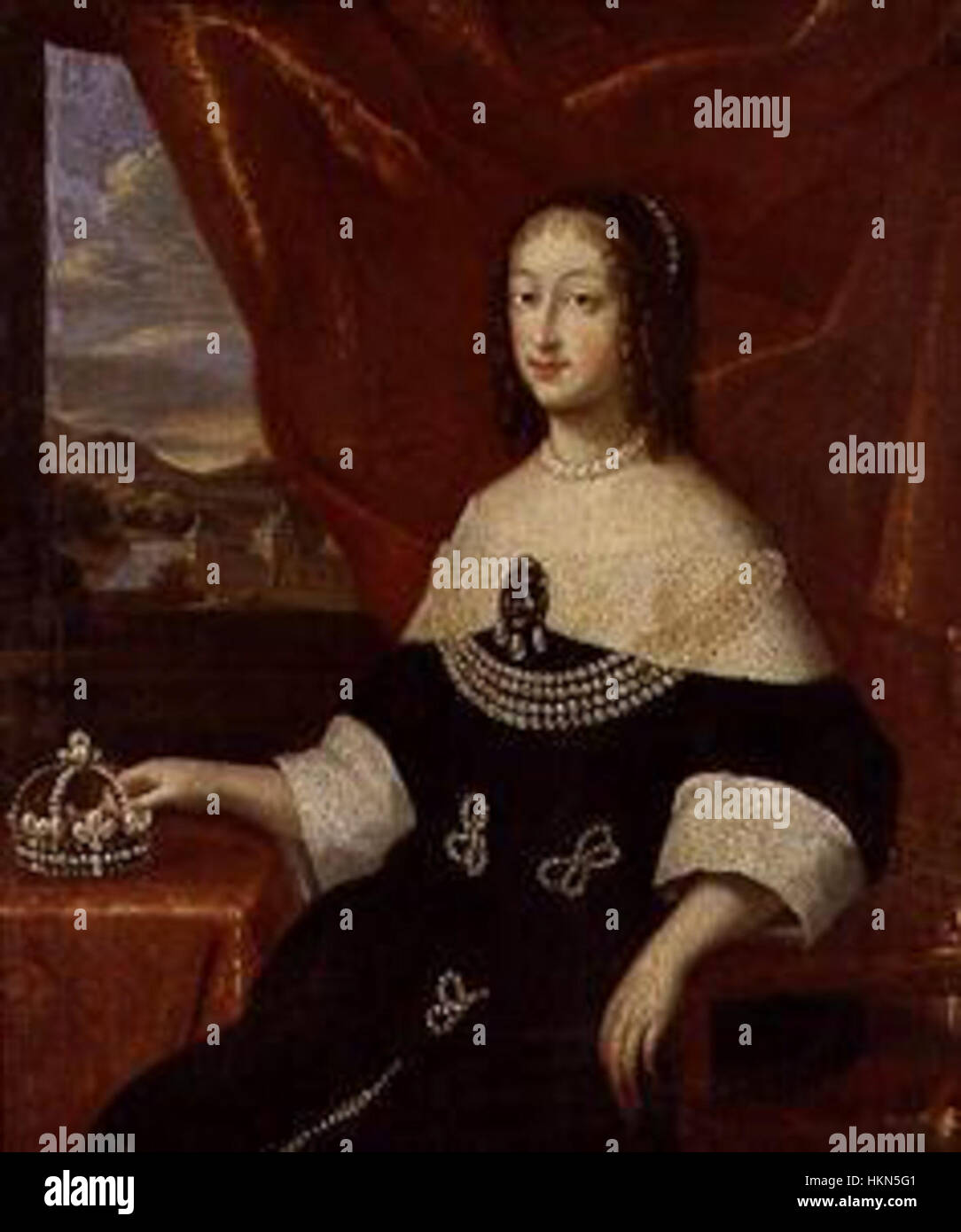 Ce portrait de 1633 représente Christine de France, duchesse de Savoie, dans une peinture à l'huile détaillée. L'artiste, anonyme, capture la noble stature et la tenue de la duchesse, caractéristiques de l'époque. Banque D'Images Ce portrait de 1633 représente Christine de France, duchesse de Savoie, dans une peinture à l'huile détaillée. L'artiste, anonyme, capture la noble stature et la tenue de la duchesse, caractéristiques de l'époque. Banque D'Images
