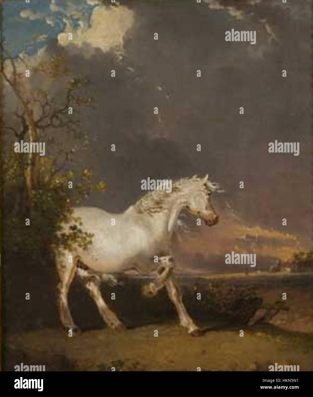 Dans un paysage d'un cheval effrayé par la foudre par James Ward Banque D'Images