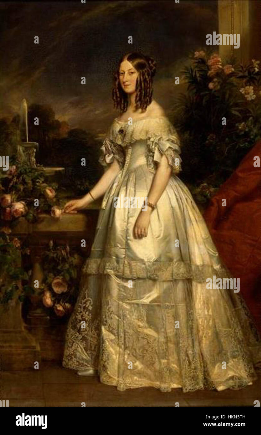 Portrait complet de Son Altesse Royale la duchesse de Nemours par Winterhalter (la Princesse Victoria de Saxe-cobourg et Gotha) Banque D'Images