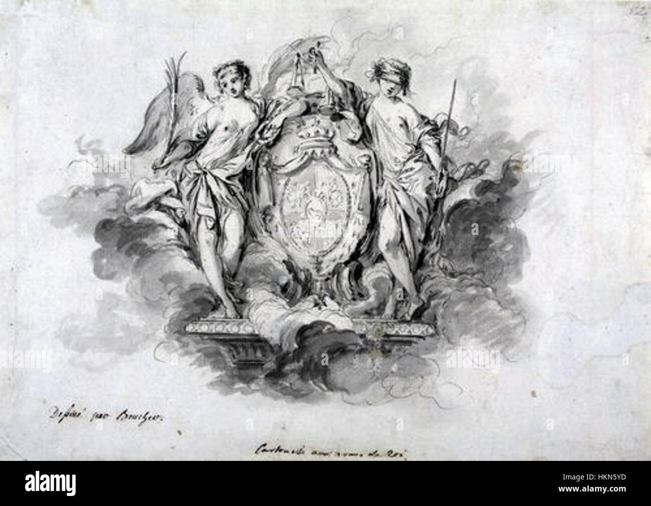 Le tableau attribué à Boucher représente une scène du Commonwealth polono-lituanien, mettant en valeur le riche patrimoine culturel de la région. Le style artistique de Boucher souligne la période baroque et la noblesse de la région. Banque D'Images