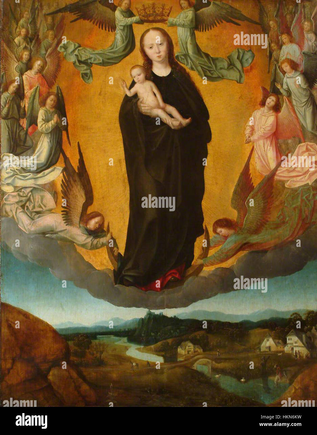 « Assomption de la Vierge » d'Albert Cornelis dépeint l'ascension de la Vierge Marie au ciel, un moment clé dans la religion chrétienne La peinture met en valeur la maîtrise de la couleur et du symbolisme religieux de l'artiste. Banque D'Images