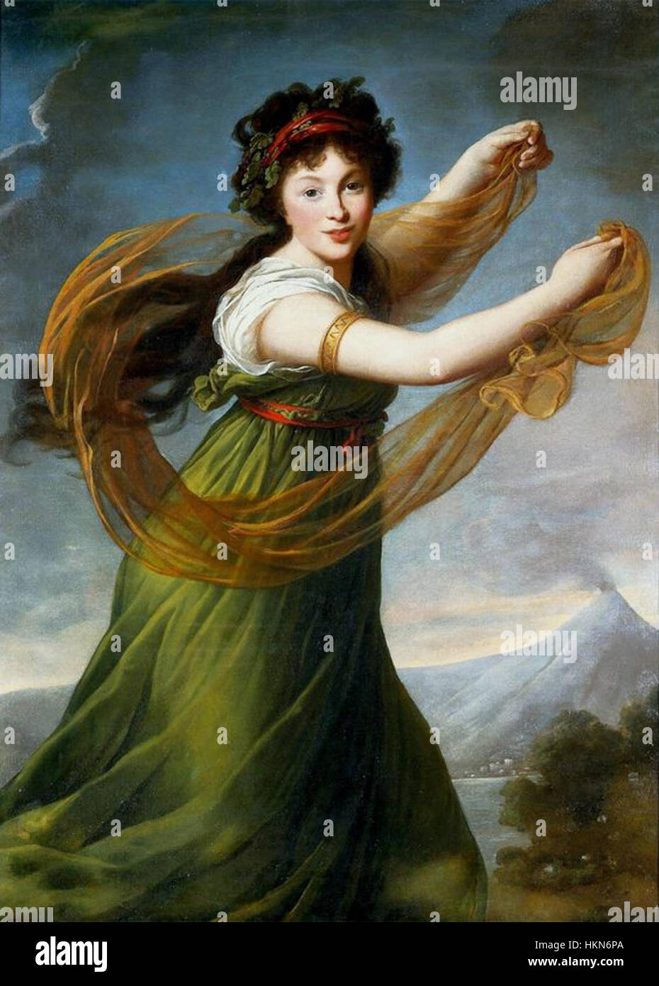 Ce portrait de Lebrun, *Pelagie Sapiezyna*, représente la noble dans une robe traditionnelle du XVIIIe siècle. La peinture à l'huile capture l'élégance et la grandeur de l'époque, reflétant l'expertise de Lebrun dans la représentation de figures aristocratiques. Banque D'Images