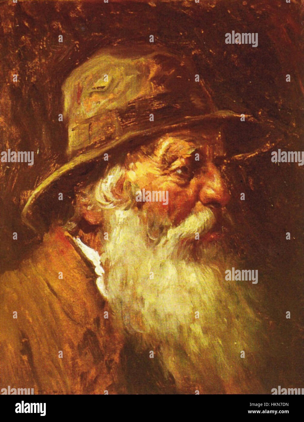Ce portrait d'Apcar Baltazar capture un homme âgé, mettant l'accent sur l'expression et le caractère de l'âge. L'œuvre est remarquable pour son attention aux détails et la représentation du vieillissement avec dignité, typique du portrait classique. Banque D'Images