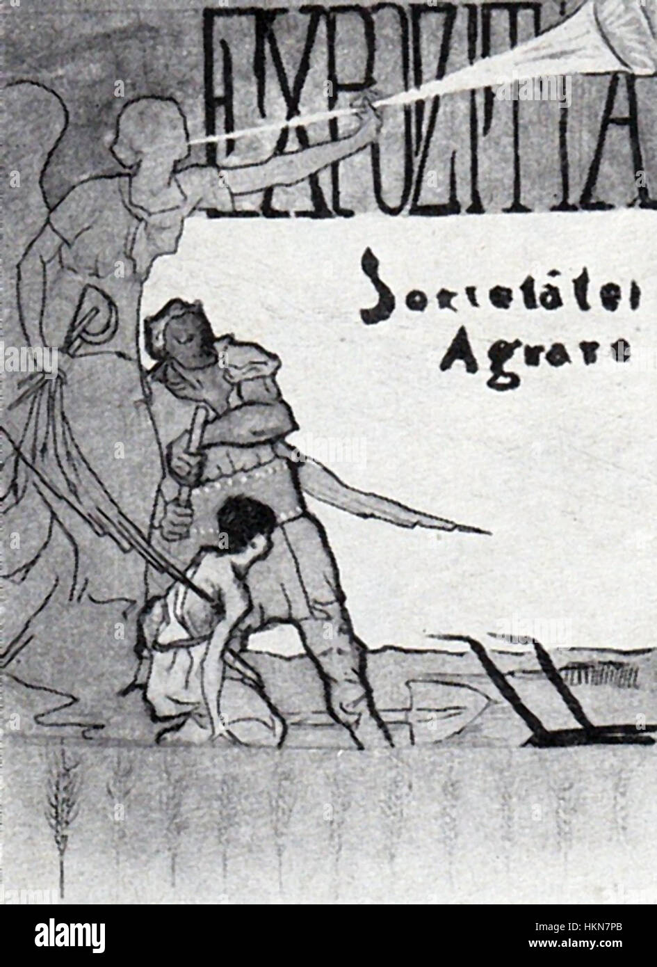Cette œuvre graphique d'Apcar Baltazar sert de conception à une affiche de l'exposition Agricultural Society. La pièce incorpore des éléments reflétant les thèmes agricoles et la signification culturelle de telles expositions. Banque D'Images