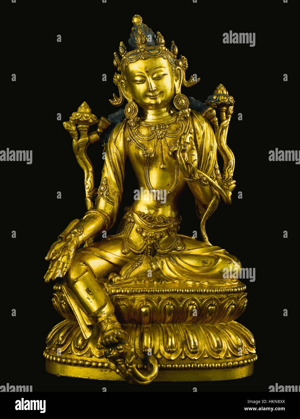 Une très belle figure en alliage de cuivre doré représentant Tara Banque D'Images