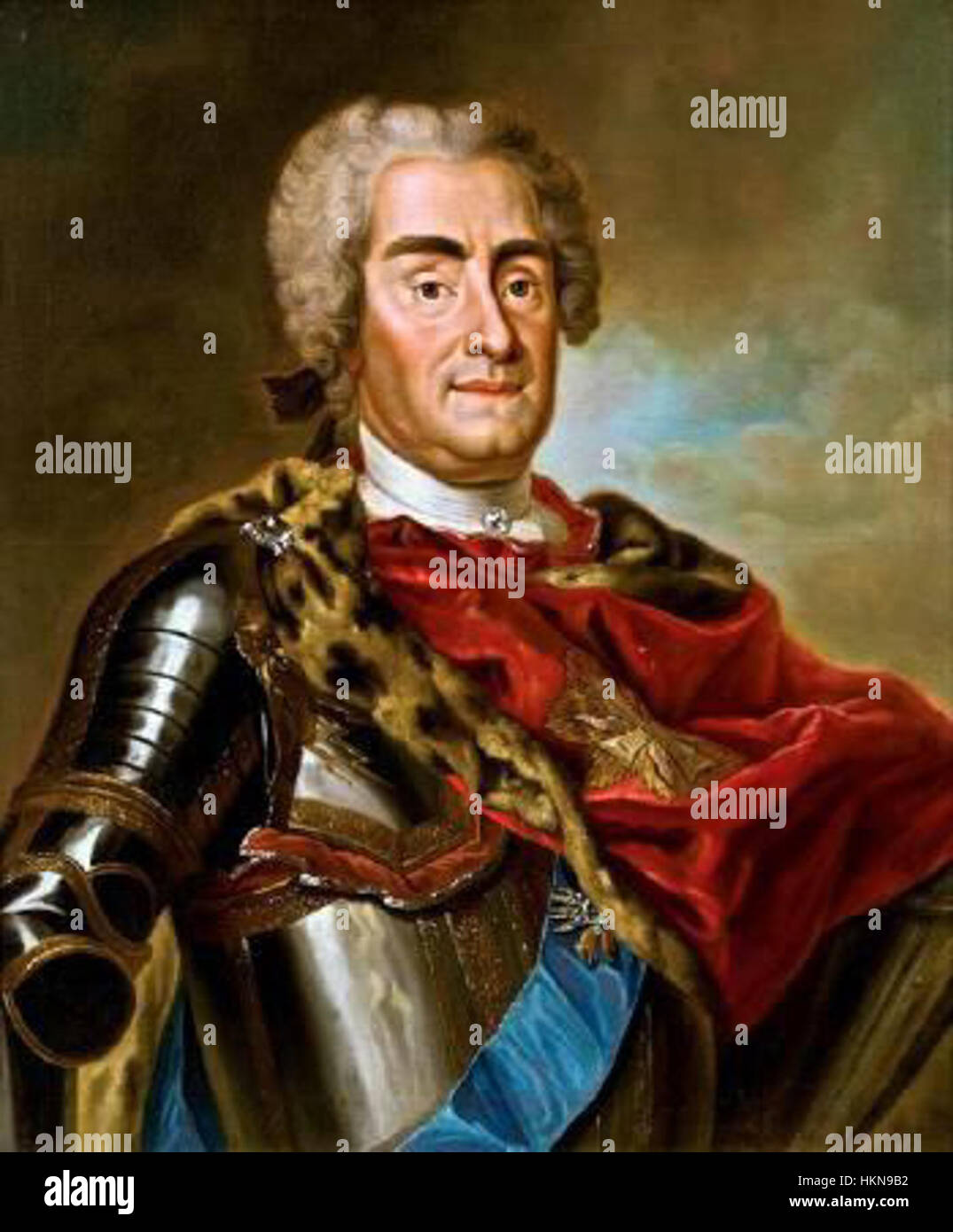 Août II le fort (1670-1733) était électeur de Saxe et roi de Pologne. Ce portrait illustre son comportement royal et son rôle important dans la politique européenne à la fin du XVIIe et au début du XVIIIe siècle. Banque D'Images
