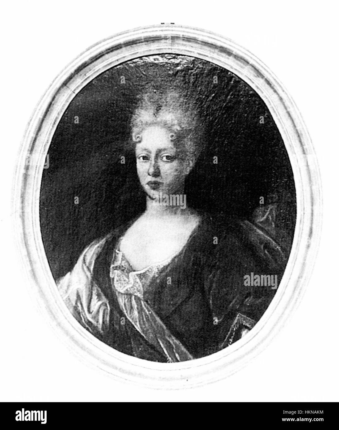 Portrait historique d'Anna Emerentia Reventlow (1680-1753), noble danoise et figure de la société danoise du XVIIe au XVIIIe siècle. La peinture met en valeur la mode et le statut noble des femmes au Danemark pendant son temps. Banque D'Images