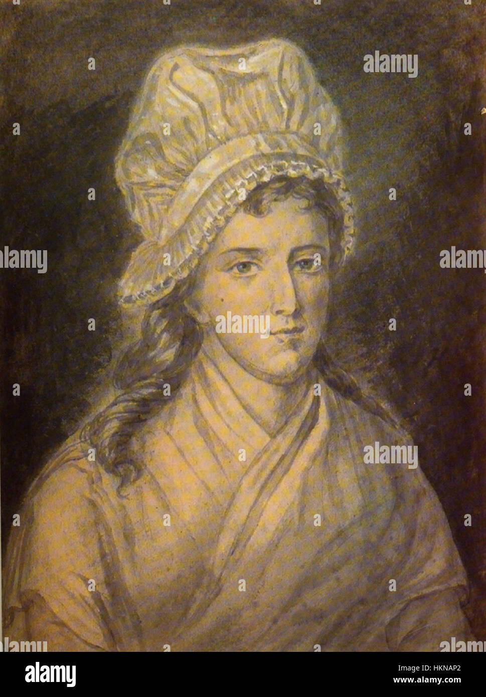Ce portrait de Hauer représente Charlotte Corday, la révolutionnaire française qui a assassiné Jean-Paul Marat. La peinture capture son expression intense et déterminée et sa signification historique. Banque D'Images