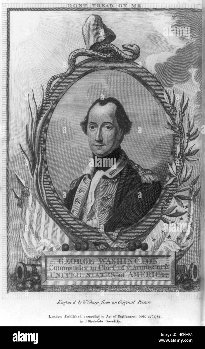 Ce portrait de George Washington, peint par William Sharp à Londres en 1783, présente le premier président des États-Unis dans un cadre formel. La peinture reflète la dignité et le leadership de Washington après la Révolution américaine. Banque D'Images