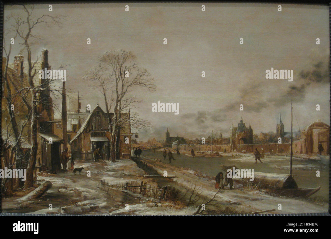 Une scène de village en hiver avec une rivière gelée, probablement fin des années 1640, par Aert van der Neer (1603-1677) - IMG 7355 Banque D'Images
