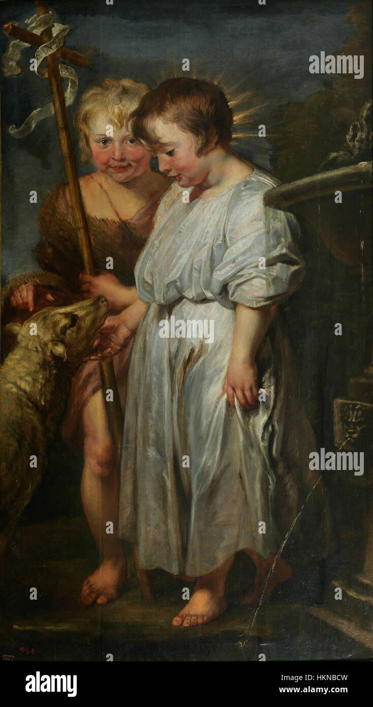 Anthony Van Dyck, Peter Paul Rubens - l'Enfant Jésus, Saint John et l'agneau Banque D'Images