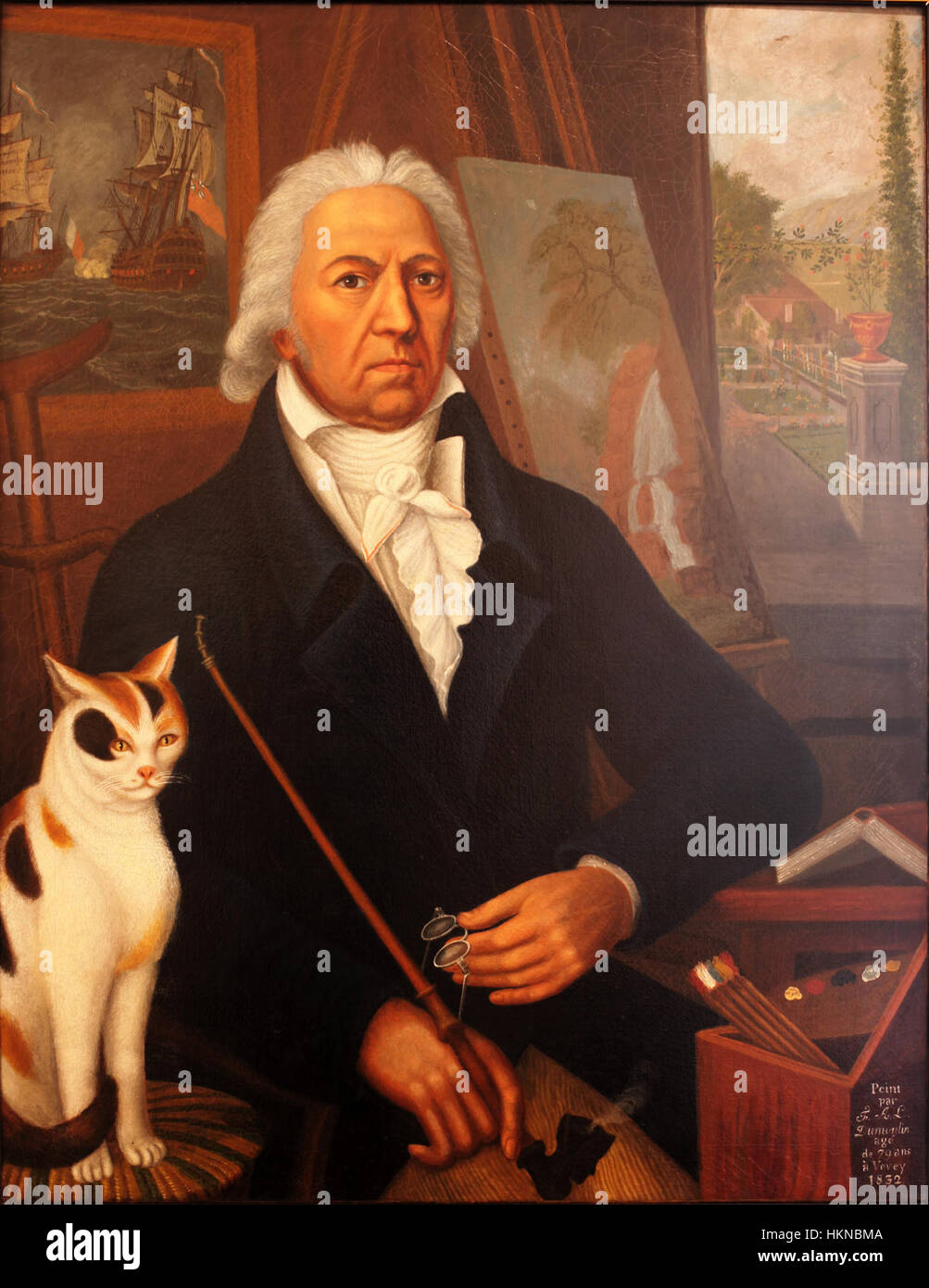 'Autoportrait-Dumoulin' est un autoportrait de l'artiste Dumoulin, capturant sa ressemblance avec une expression introspective. La peinture met en valeur la vision personnelle de l'artiste et l'utilisation des techniques artistiques dans l'auto-représentation. Banque D'Images