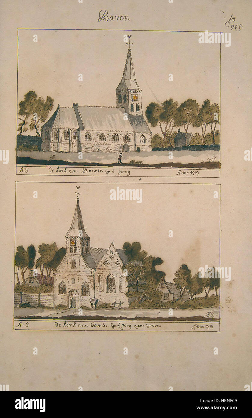 Cette peinture d'Atlas Schoemaker représente une vue d'Utrecht et Baarn, deux villes des pays-Bas. Le travail se concentre sur le paysage urbain détaillé, mettant en valeur l'architecture et les caractéristiques historiques de ces villes néerlandaises au XVIIe siècle. Banque D'Images