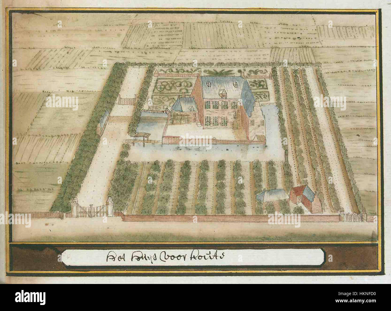 Cette œuvre de Schoemaker représente une scène détaillée et historique de la région de Zélande, spécifiquement Goes, mettant en évidence son architecture locale, son histoire et son paysage culturel d'une perspective vintage. Banque D'Images