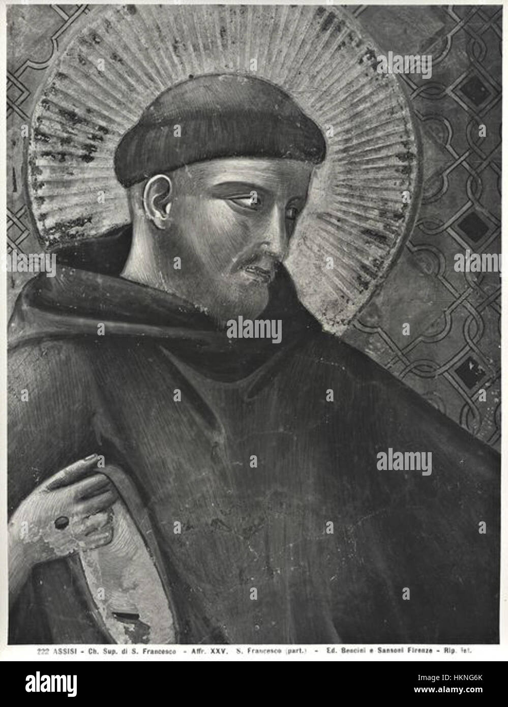 « Apparizione a Gregorio IX » de Giotto est une fresque représentant l'apparition de François au pape Grégoire IX. cette œuvre est un exemple remarquable de l'art du début de la Renaissance, mettant en valeur la capacité de Giotto à capturer des thèmes sacrés et divins avec une intensité émotionnelle. Banque D'Images