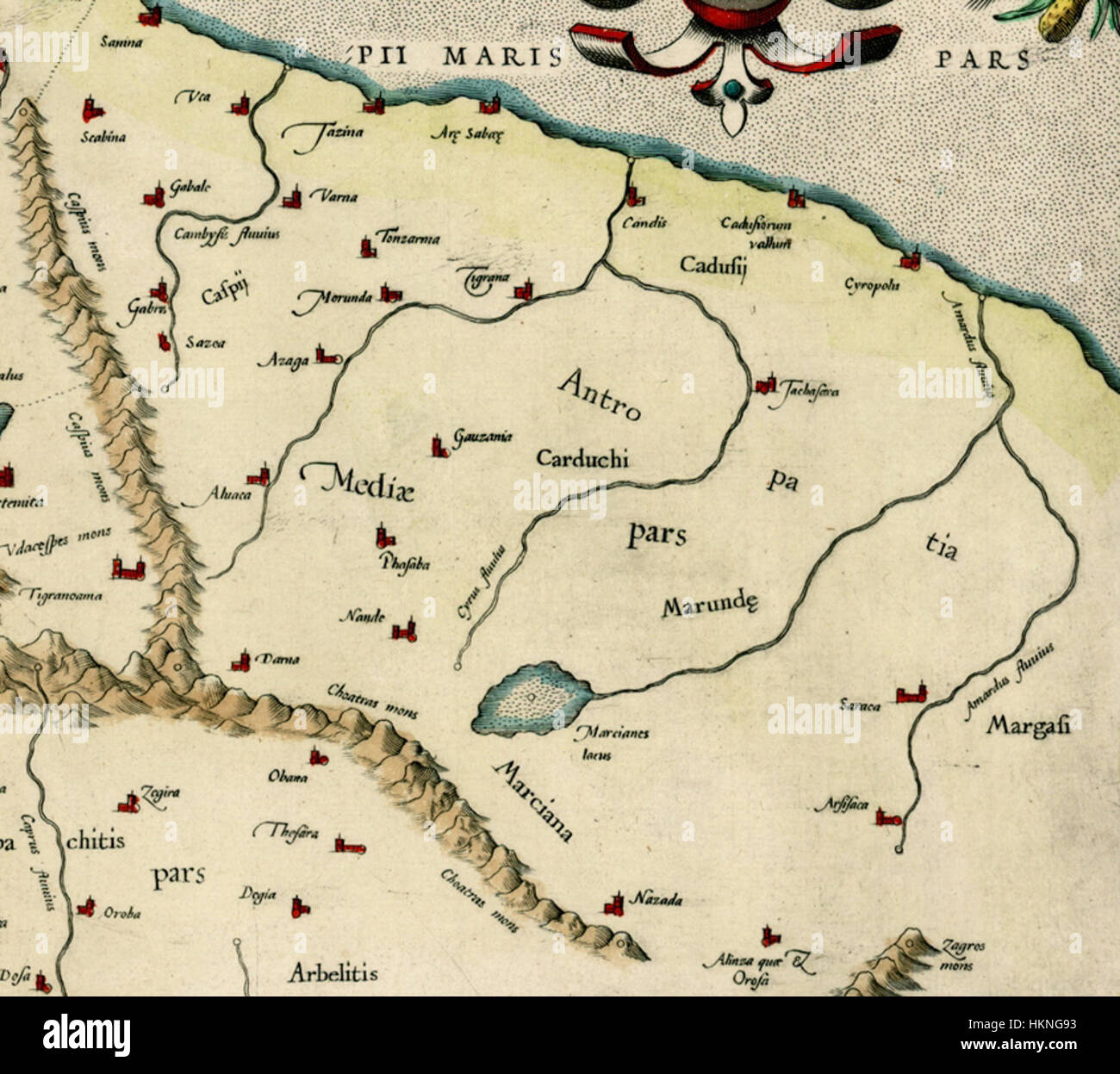 La carte de Gérard Mercator de 1579, « Tabula Asiae III », montre une représentation détaillée de l’Arménie, de la Géorgie, de la Turquie et des régions environnantes. Cette carte historique fait partie des travaux influents de Mercator sur la cartographie, offrant un aperçu précieux de la géographie de l’époque. Banque D'Images La carte de Gérard Mercator de 1579, « Tabula Asiae III », montre une représentation détaillée de l’Arménie, de la Géorgie, de la Turquie et des régions environnantes. Cette carte historique fait partie des travaux influents de Mercator sur la cartographie, offrant un aperçu précieux de la géographie de l’époque. Banque D'Images