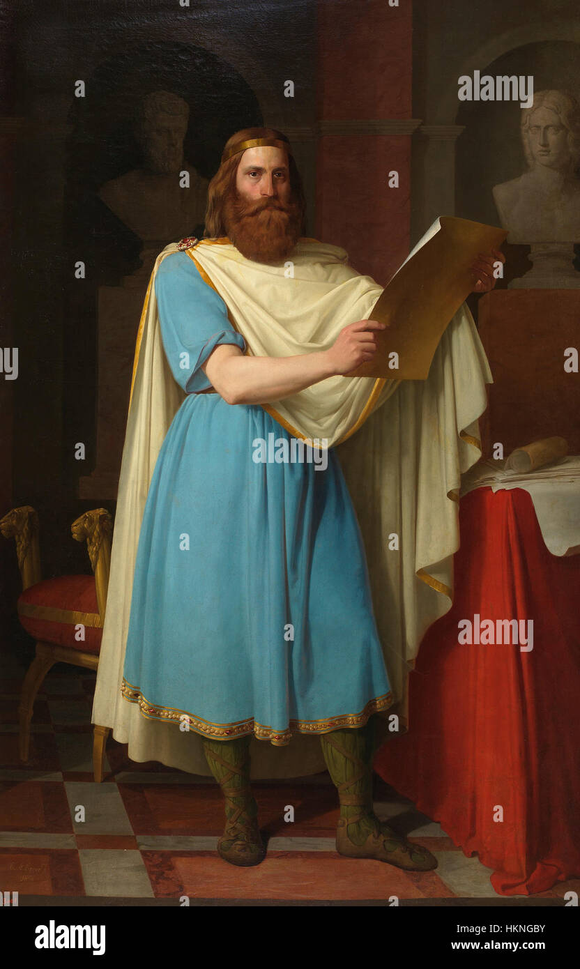 « Alarico II, rey de los Visigodos » est une peinture historique représentant le roi wisigothique Alaric Ier. L’œuvre, conservée dans le Museo del Prado, capture l’apparence royale du roi et son importance dans l’histoire médiévale. Banque D'Images