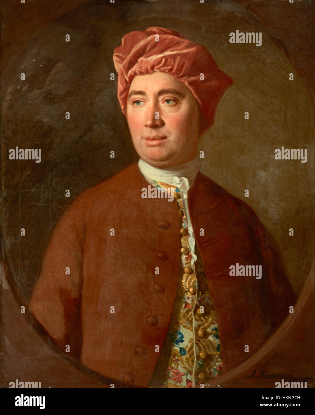 Ce portrait de David Hume, philosophe écossais, capture sa ressemblance et sa présence intellectuelle. Hume est connu pour ses contributions à la philosophie, en particulier dans les domaines de l'empirisme et du scepticisme, influençant la pensée moderne. Banque D'Images