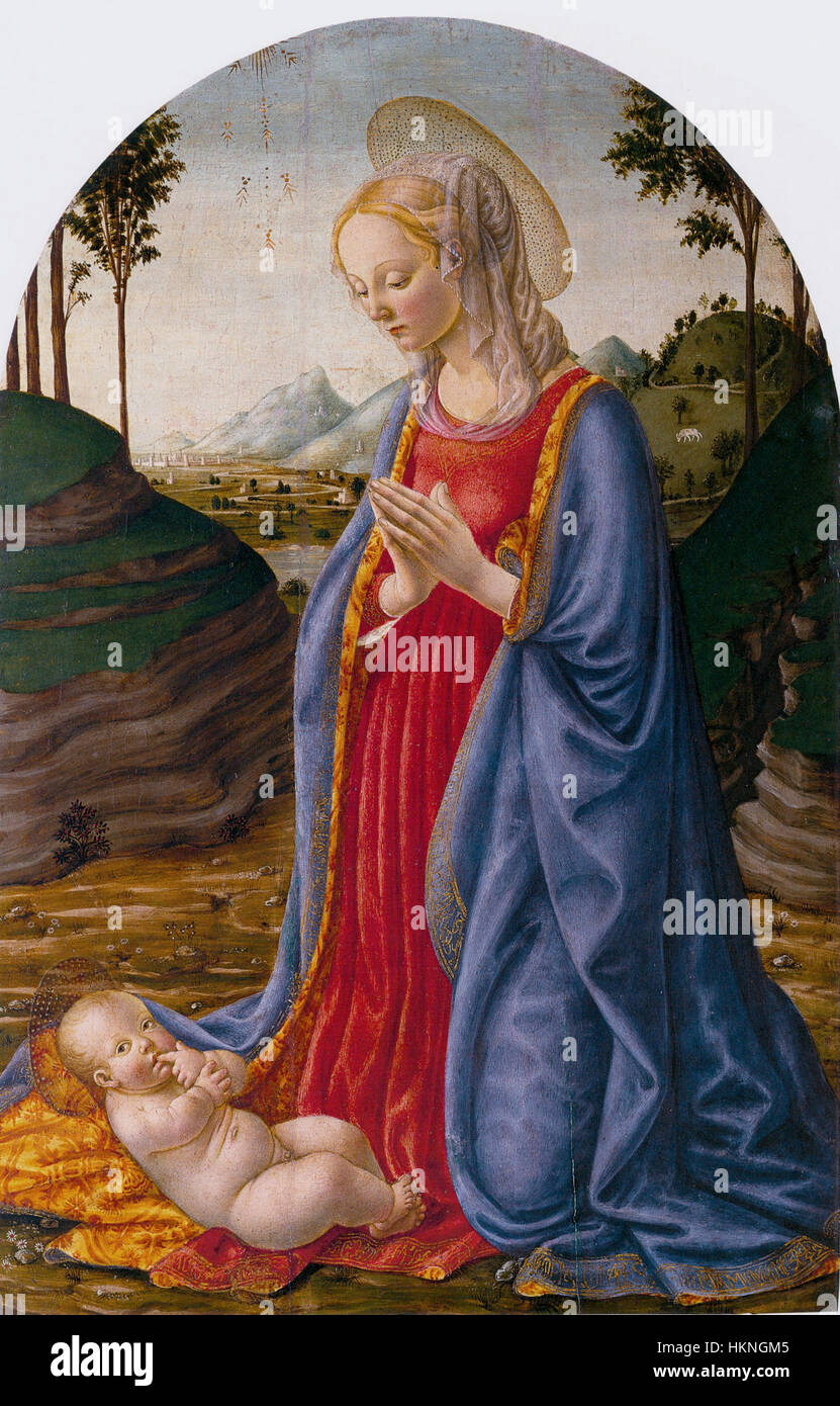 30 Francesco Botticini. Madonna à adorazione del Bambino 88x57cm 1490s Ca' d'Oro - Galleria Giorgio Franchetti, Venezia Banque D'Images